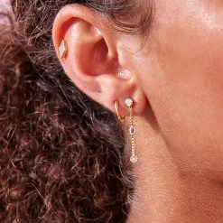 Estella Bartlett Chain Drop CZ Teardrop Earrings