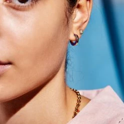 Estella Bartlett Profile Enamel Hoop Earrings