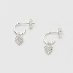 Estella Bartlett Pave Heart Drop Earrings