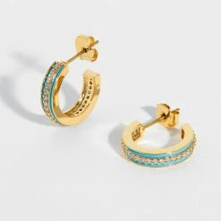 Estella Bartlett Enamel CZ Hoops New In