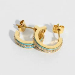 Estella Bartlett Enamel CZ Hoops New In