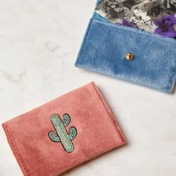 Estella Bartlett Embroidered Cactus Envelope Card Holder New In