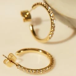 Estella Bartlett Jewellery Pave Set Large Hoop Earrings