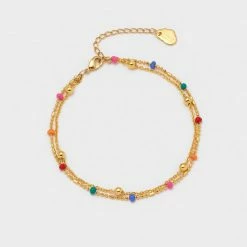 Estella Bartlett Double Chain Rainbow Enamel Beaded Bracelet Best Sellers