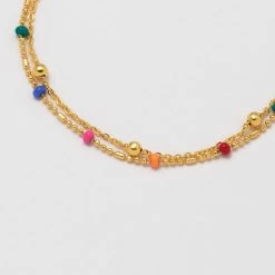 Estella Bartlett Double Chain Rainbow Enamel Beaded Bracelet Best Sellers