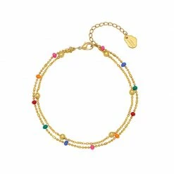 Estella Bartlett Double Chain Rainbow Enamel Beaded Bracelet Best Sellers