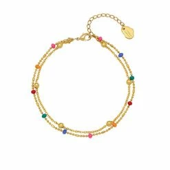 Estella Bartlett Double Chain Rainbow Enamel Beaded Bracelet Best Sellers