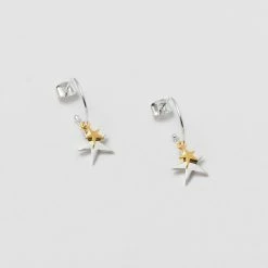Estella Bartlett Double Star Drop Hoop Earrings