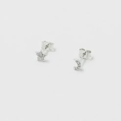 Estella Bartlett Mixed CZ Moon And Star Earrings