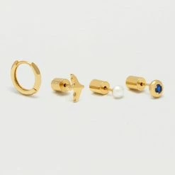 Estella Bartlett Mixed Nature CZ And Pearl Stud Earrings Set