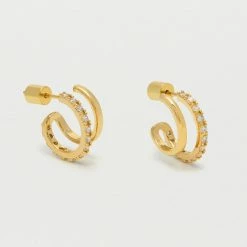 Estella Bartlett Double Hoop Illusion Pave Earrings Best Sellers