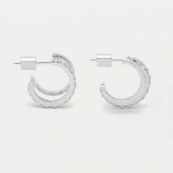 Estella Bartlett Double Hoop Illusion Pave Earrings
