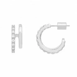 Estella Bartlett Double Hoop Illusion Pave Earrings