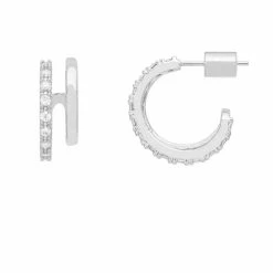 Estella Bartlett Double Hoop Illusion Pave Earrings