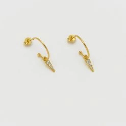 Estella Bartlett Sale Elongated CZ Spike Drop Hoop Earrings
