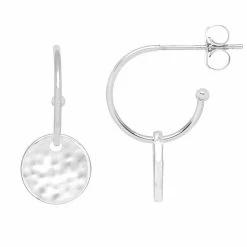 Estella Bartlett Hammered Disc Drop Hoop Earrings