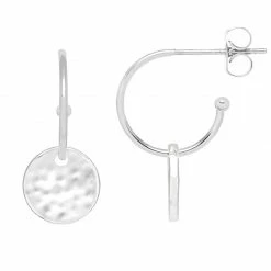 Estella Bartlett Hammered Disc Drop Hoop Earrings