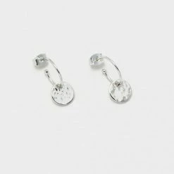 Estella Bartlett Hammered Disc Drop Hoop Earrings