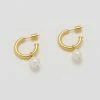 Estella Bartlett Baroque Pearl Drop Hoop Earrings Jewellery