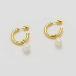 Estella Bartlett Baroque Pearl Drop Hoop Earrings Jewellery