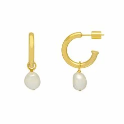 Estella Bartlett Baroque Pearl Drop Hoop Earrings Jewellery