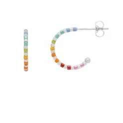 Estella Bartlett Best Sellers Rainbow Beaded Hoop Earrings