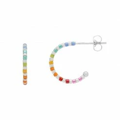 Estella Bartlett Best Sellers Rainbow Beaded Hoop Earrings