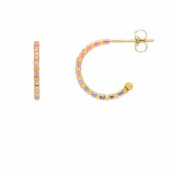 Estella Bartlett Pink Ombre Beaded Hoop Earrings