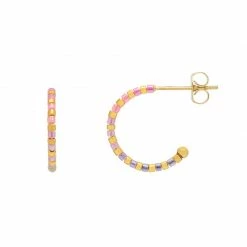 Estella Bartlett Pink Ombre Beaded Hoop Earrings