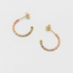 Estella Bartlett Pink Ombre Beaded Hoop Earrings
