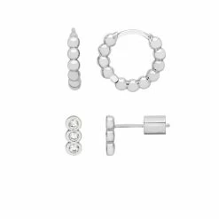 Estella Bartlett Sale Mixed Beaded Hoop And CZ Droplets Stud Earrings Set