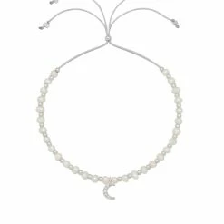 Estella Bartlett Pave Set CZ Moon And Pearl Beaded Amelia Bracelet