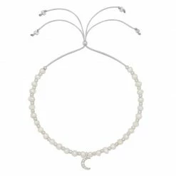 Estella Bartlett Pave Set CZ Moon And Pearl Beaded Amelia Bracelet