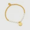 Estella Bartlett Pearl And Disc Charm Sienna Bracelet