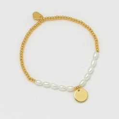 Estella Bartlett Pearl And Disc Charm Sienna Bracelet
