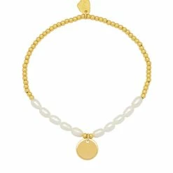 Estella Bartlett Pearl And Disc Charm Sienna Bracelet