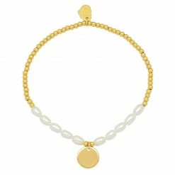 Estella Bartlett Pearl And Disc Charm Sienna Bracelet