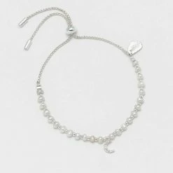Estella Bartlett Sale Pave Set CZ Moon And Pearl Amelia Bracelet