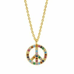 Estella Bartlett Rainbow Peace Symbol Necklace