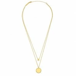 Estella Bartlett Jewellery Double Chain CZ Slider And Disc Necklace