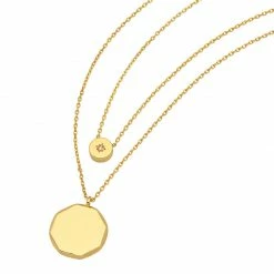 Estella Bartlett Jewellery Double Chain CZ Slider And Disc Necklace