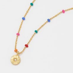 Estella Bartlett CZ Pendant Rainbow Beaded Necklace Best Sellers