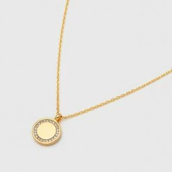Estella Bartlett Coin Disc Necklace With CZ Halo Sale