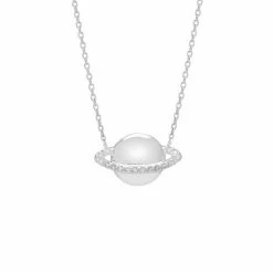 Estella Bartlett Jewellery Saturn Planet CZ Pendant Necklace
