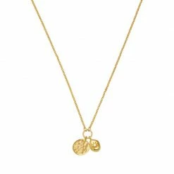 Estella Bartlett Sale Double Charm Hammered Disc And CZ Nugget Necklace
