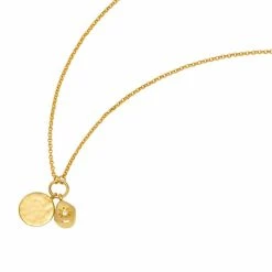 Estella Bartlett Sale Double Charm Hammered Disc And CZ Nugget Necklace