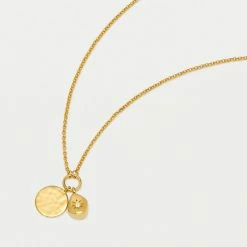 Estella Bartlett Sale Double Charm Hammered Disc And CZ Nugget Necklace