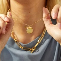 Estella Bartlett Sale Double Charm Disc And T-Bar Necklace