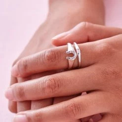 Estella Bartlett CZ Lucky Horseshoe Signet Ring