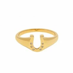 Estella Bartlett CZ Lucky Horseshoe Signet Ring Sale